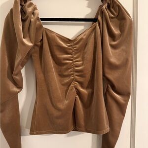 Light Brown Ruched Women's Top